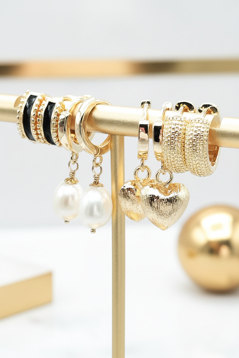 Gold heart huggie hoop earrings - dainty minimalist charm jewelry