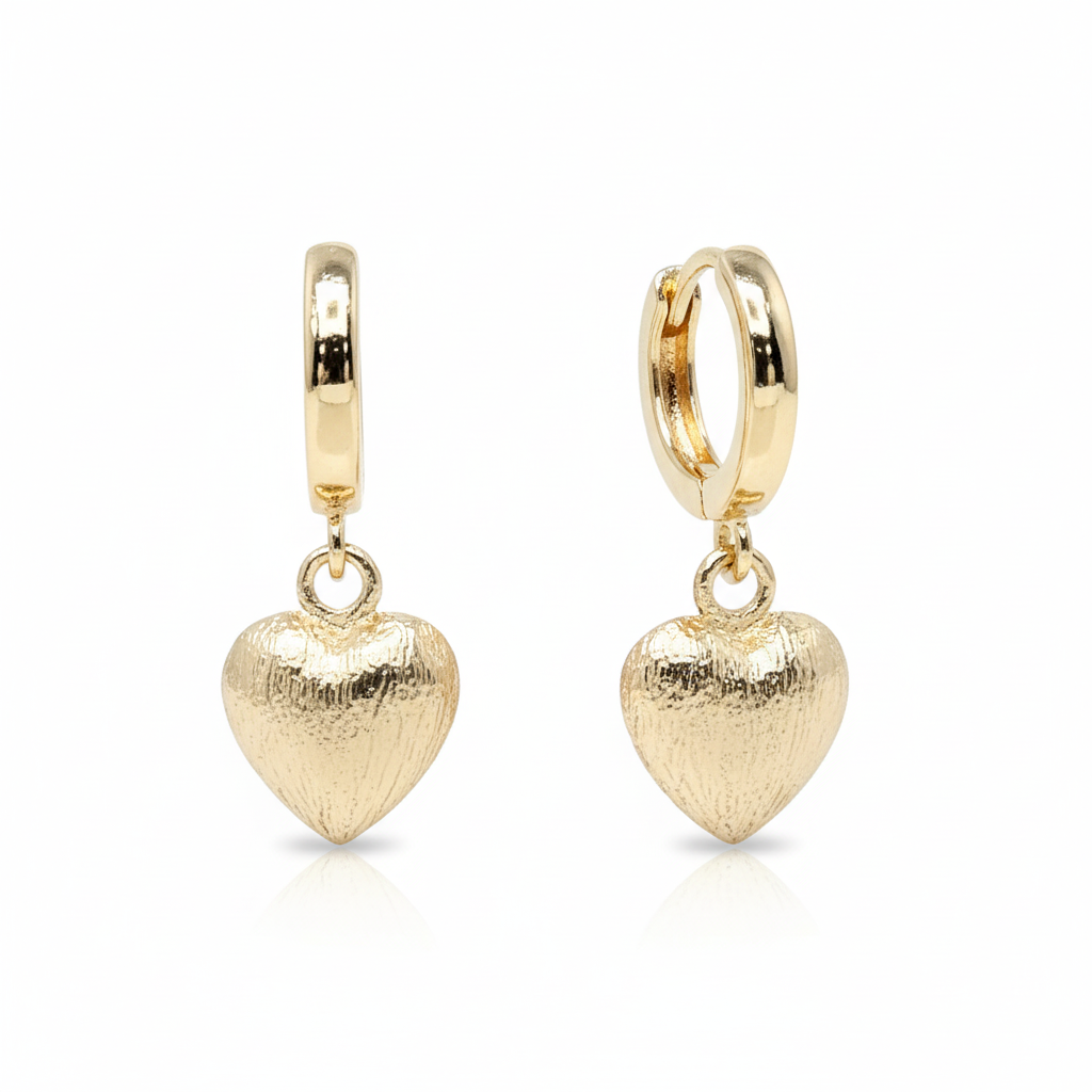 Gold heart huggie hoop earrings - Valentine's Day gift jewelry