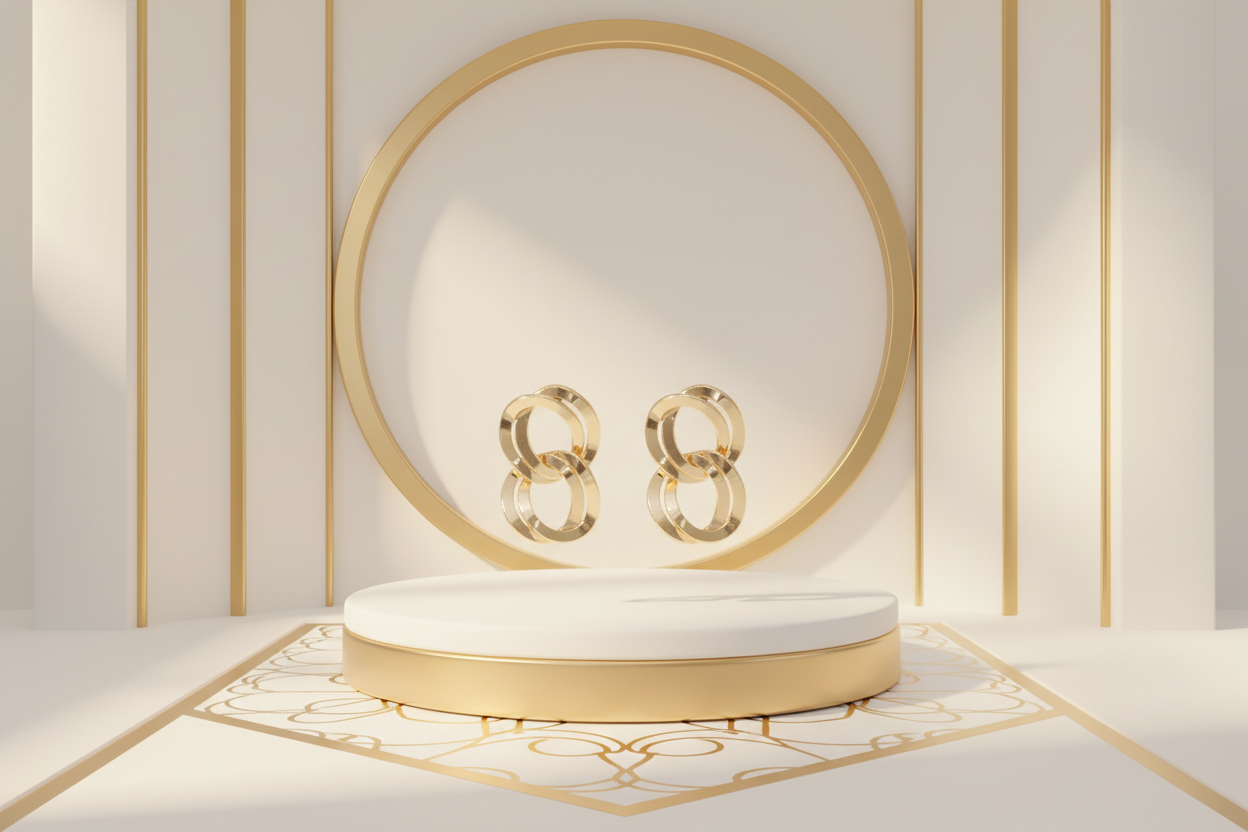 18k Gold Plated Large Stud Earrings Curb Chain Dangle – Bold Gold Earrings for Women
