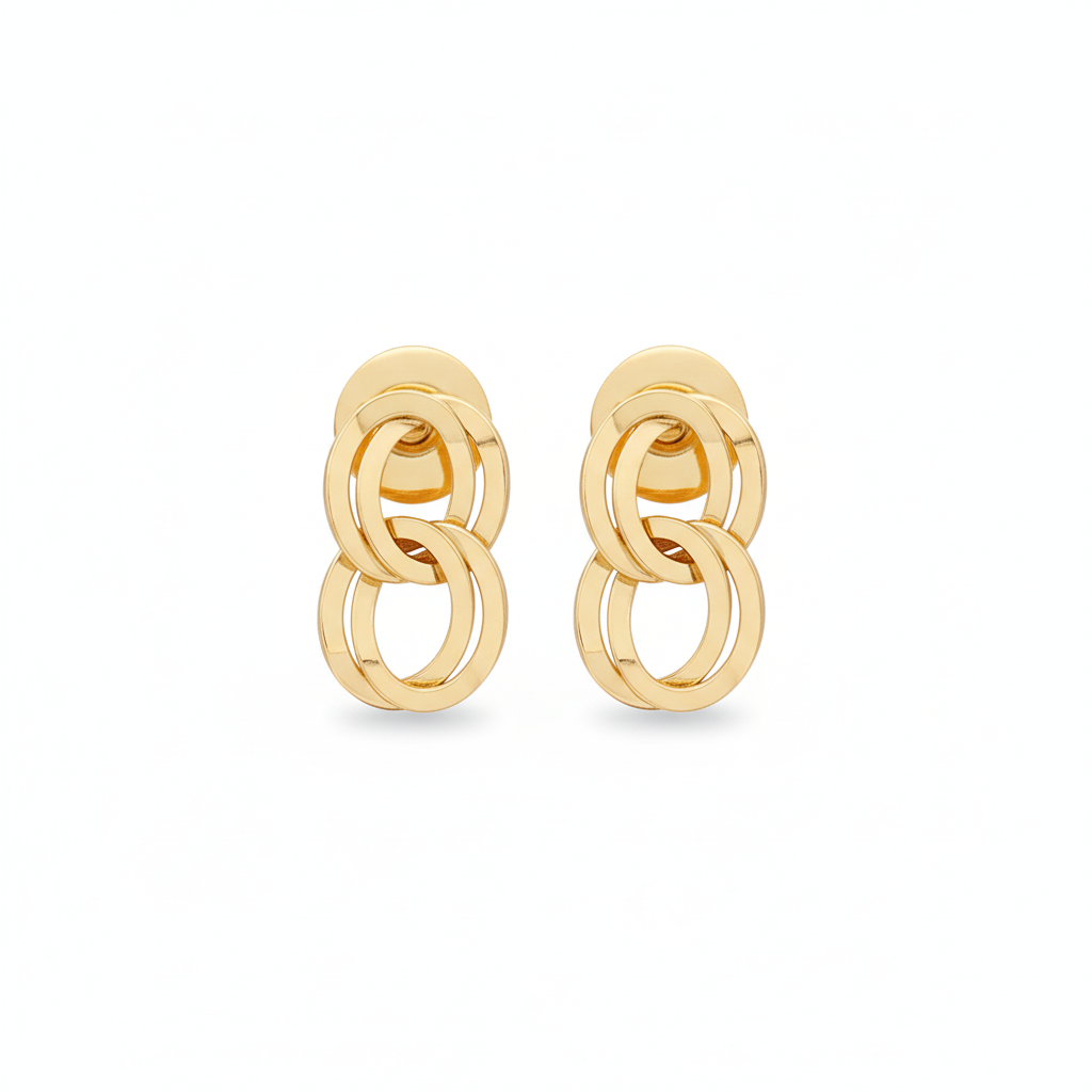 Bold Large Stud Earrings 18k Gold Plated Curb Chain Dangle – Statement Jewelry for Women
