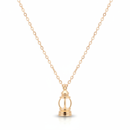 Gold 3D Lighthouse Charm Necklace 18k Gold Plated Brass | Ms Friesch
