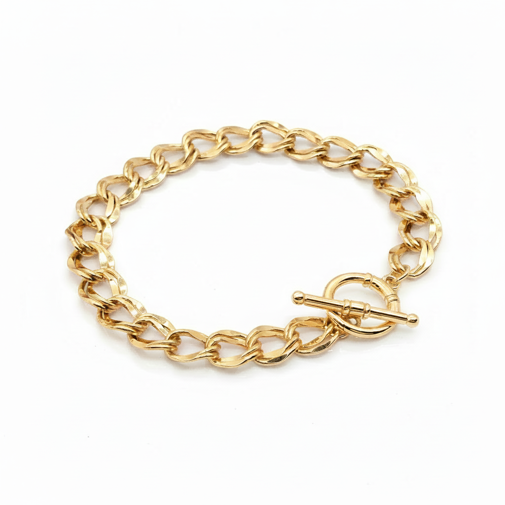 Gold Link Chain Bracelet 18k Gold Plated Toggle Clasp for Women
