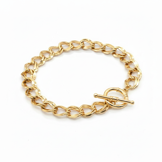 Gold Link Chain Bracelet 18k Gold Plated Toggle Clasp for Women
