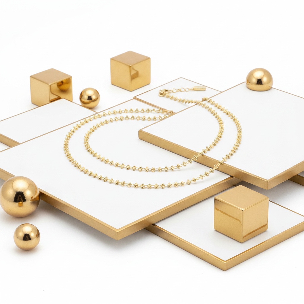 Dainty Gold Satellite Choker Necklace 18k Gold Plated

