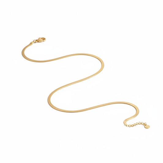 Gold Snake Chain Necklace with Clasp and Extensor
