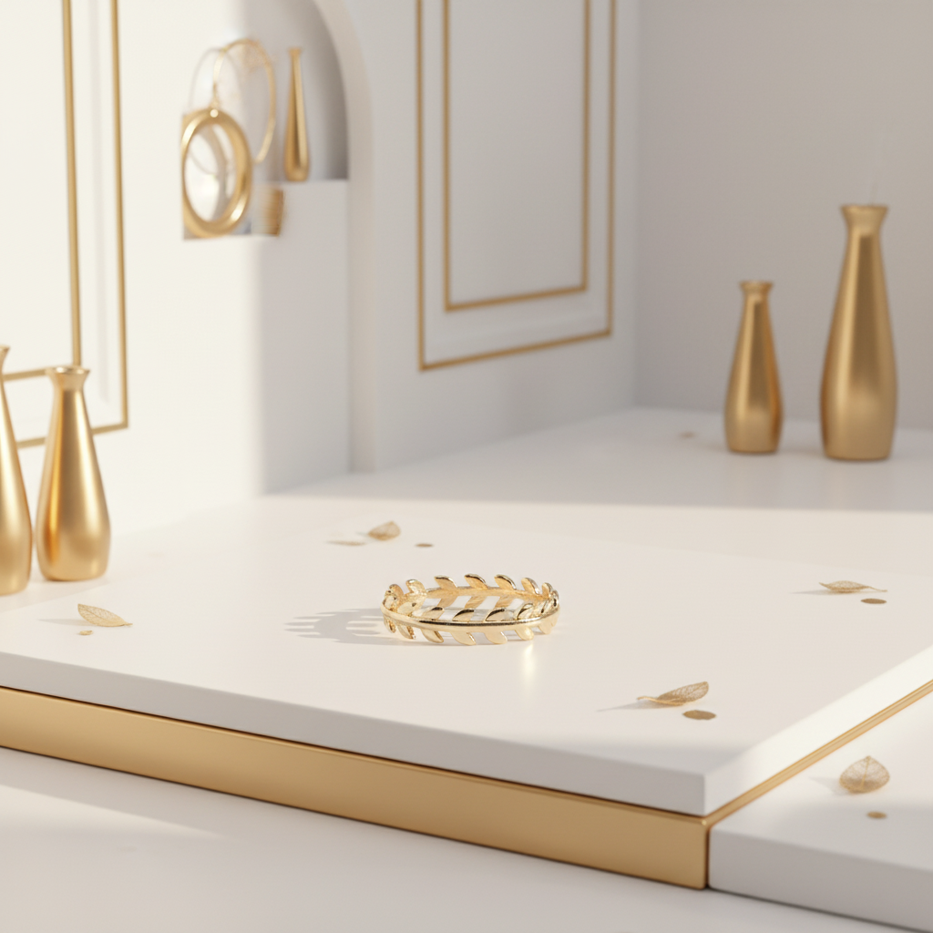 Adjustable gold spike ring with geometric detail styled in elegant white and gold setting