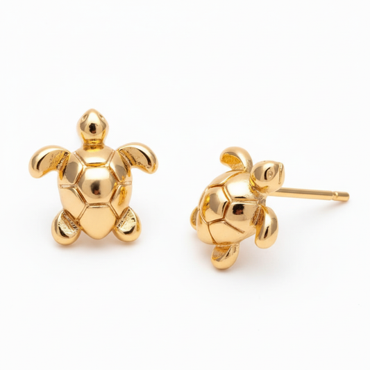 Gold Turtle Earrings Perfect Position