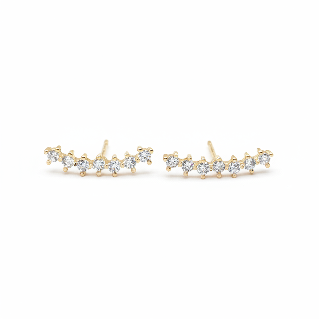 Ear Climber Earrings 18K Gold Plated CZ Stones – Helix Lobe Cartilage
