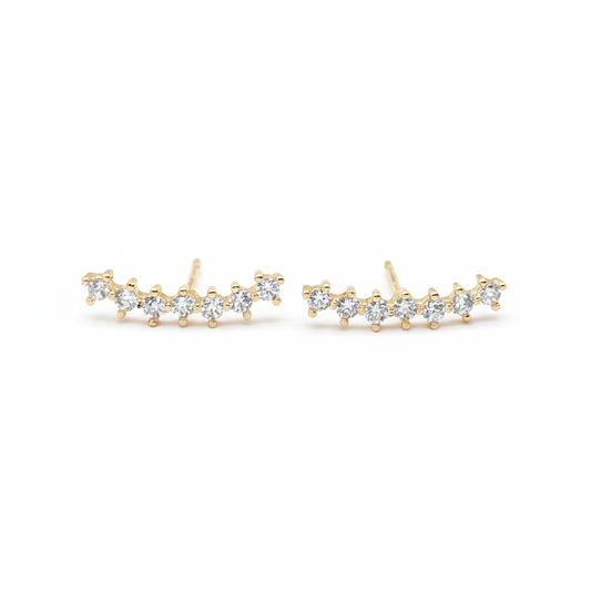 Ear Climber Earrings 18K Gold Plated CZ Stones – Helix Lobe Cartilage
