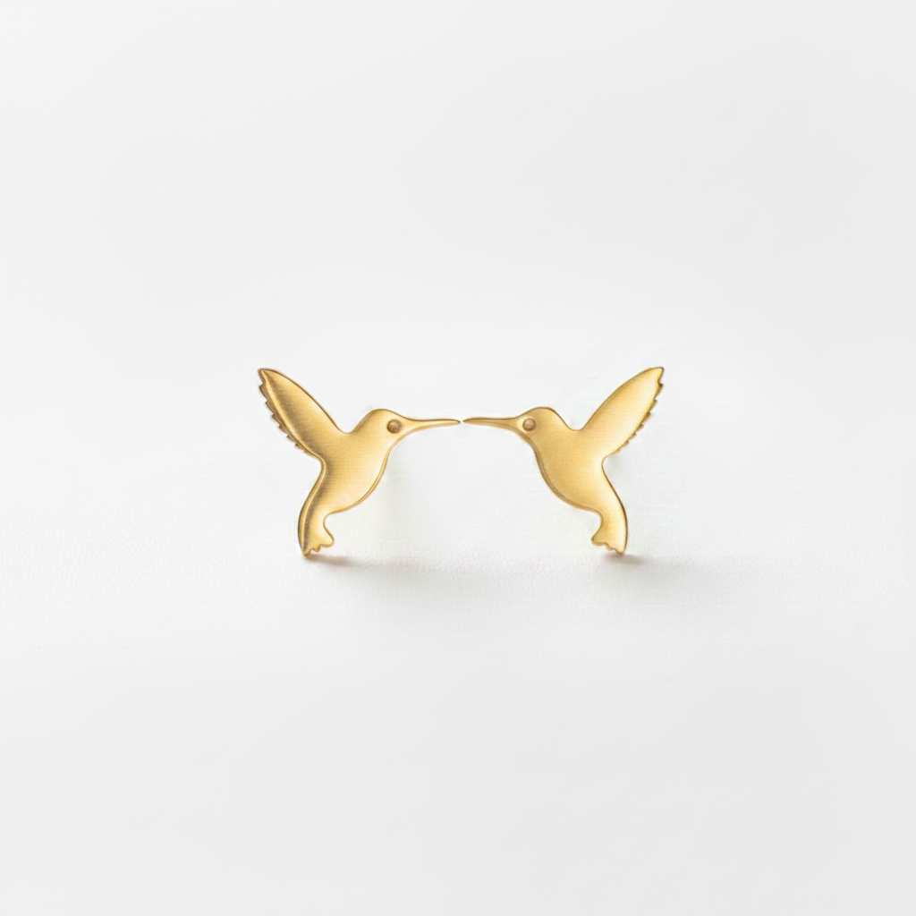 Hummingbird Stud Earrings 18k Gold Plated Small Bird Studs for Women


