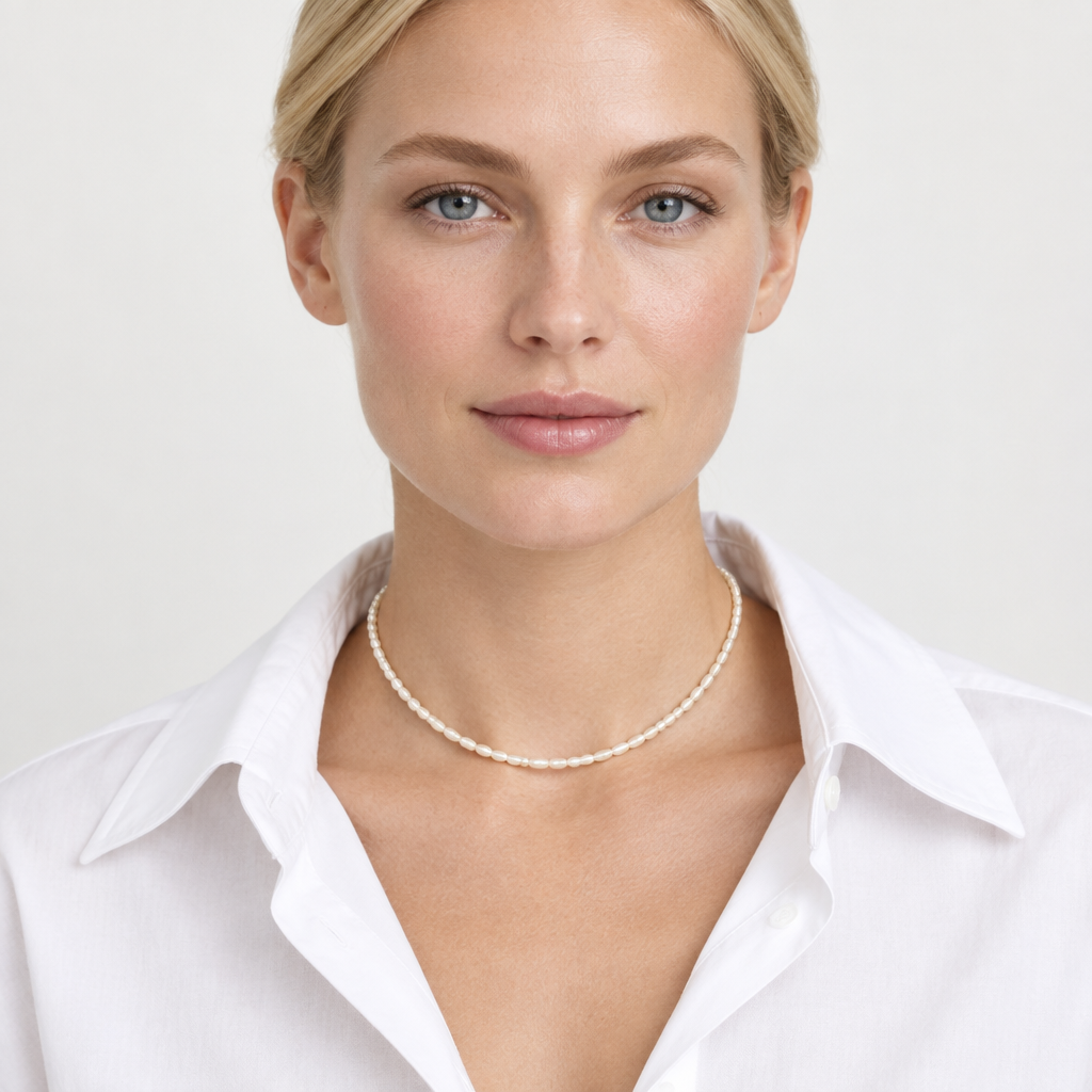 Delicate baroque pearl choker for everyday layering