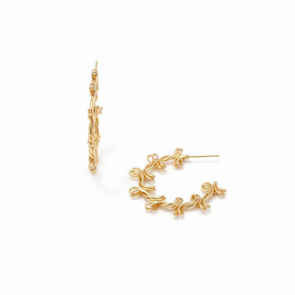 Twisted Gold Hoop Earrings 18k Gold Plated 38mm Statement Hoops for Women
