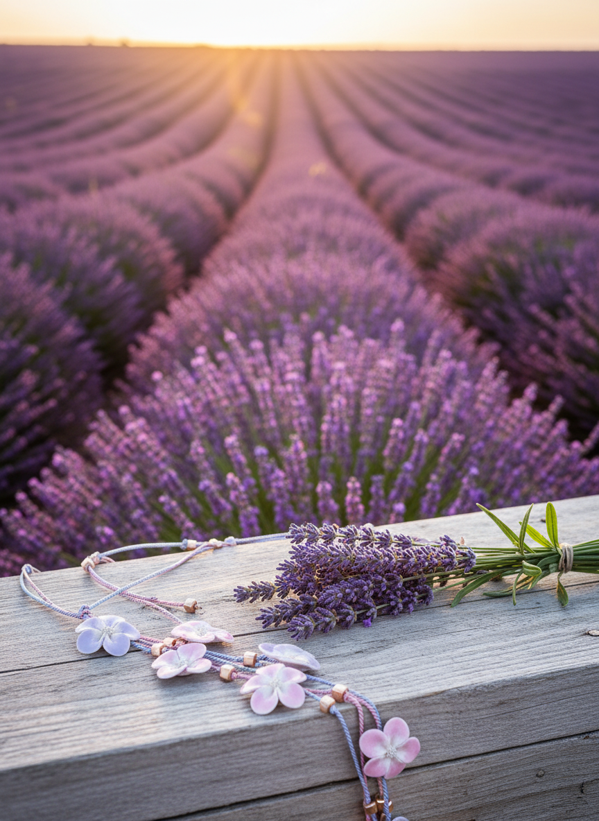 Lavender and Pink Necklace in Lavender Field
