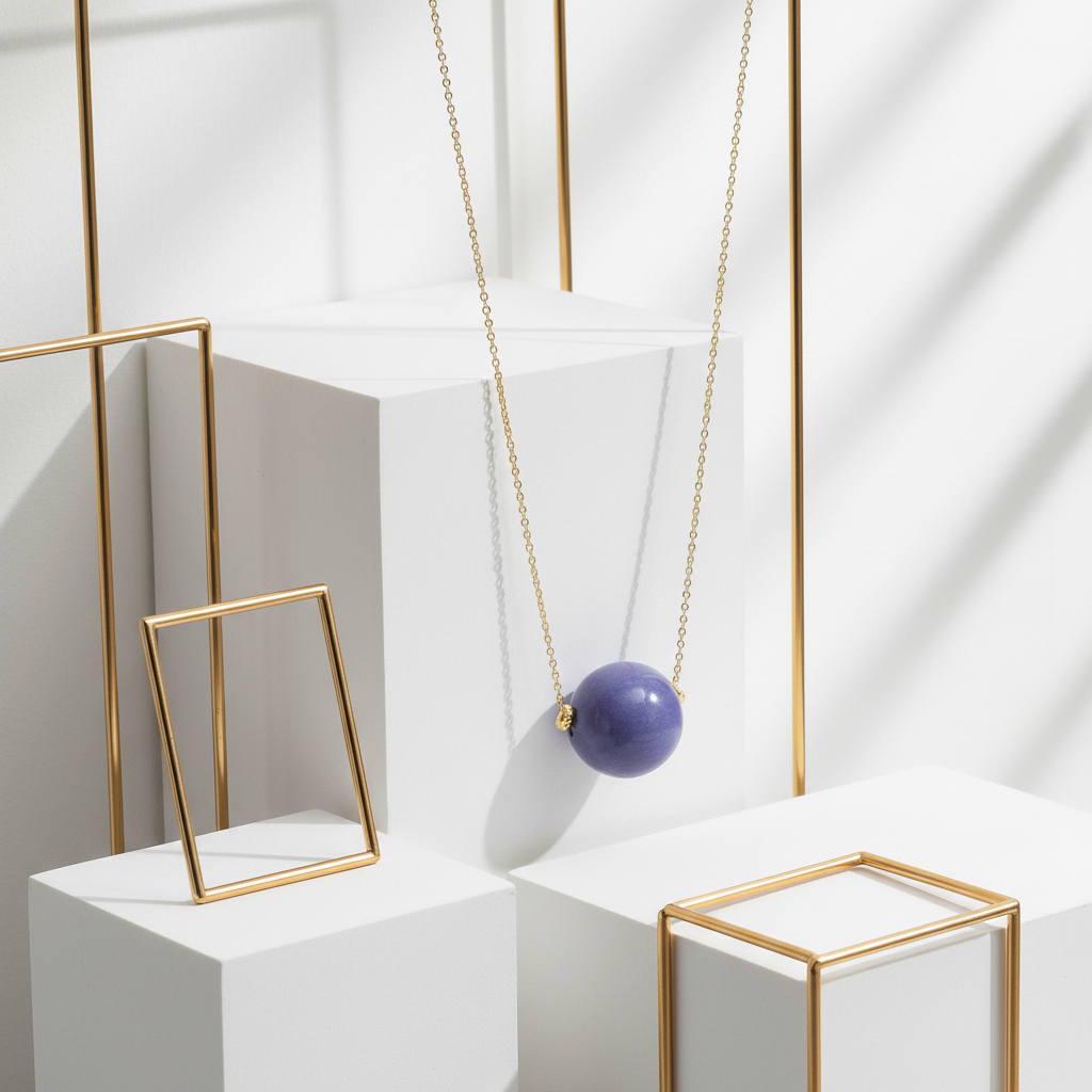 Sustainable Lavender Tagua Necklace 18k Gold Plated Gift
