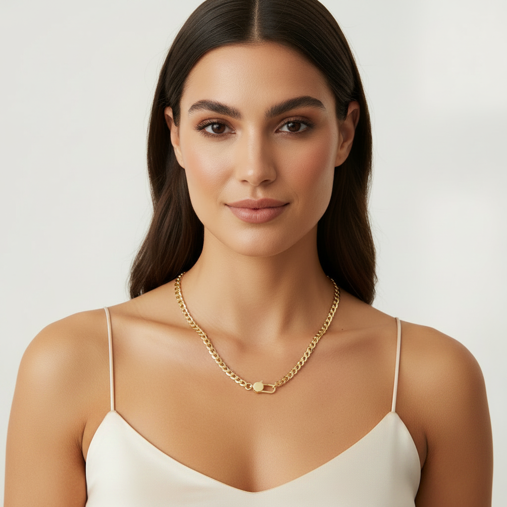 18k Gold Plated Chain Necklace Women Gold Layering Necklace Gift
