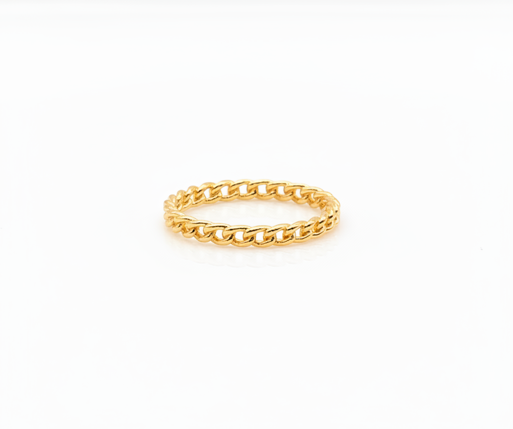 18k Gold Plated Link Chain Ring – Minimalist Stackable Gold Ring for Women
