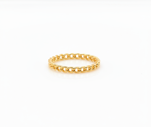 18k Gold Plated Link Chain Ring – Minimalist Stackable Gold Ring for Women
