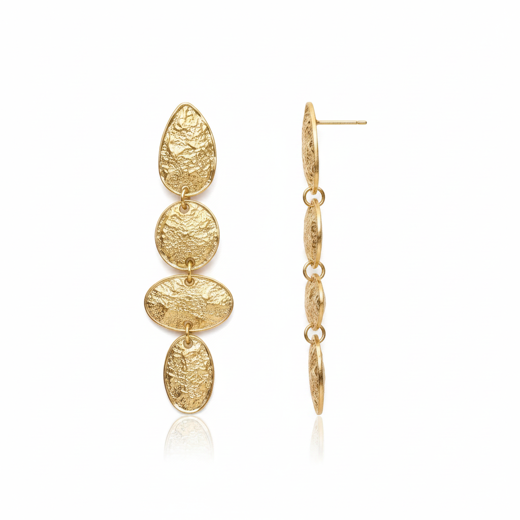 Long Gold Dangle Earrings 18k Gold Plated 63mm Statement for Women
