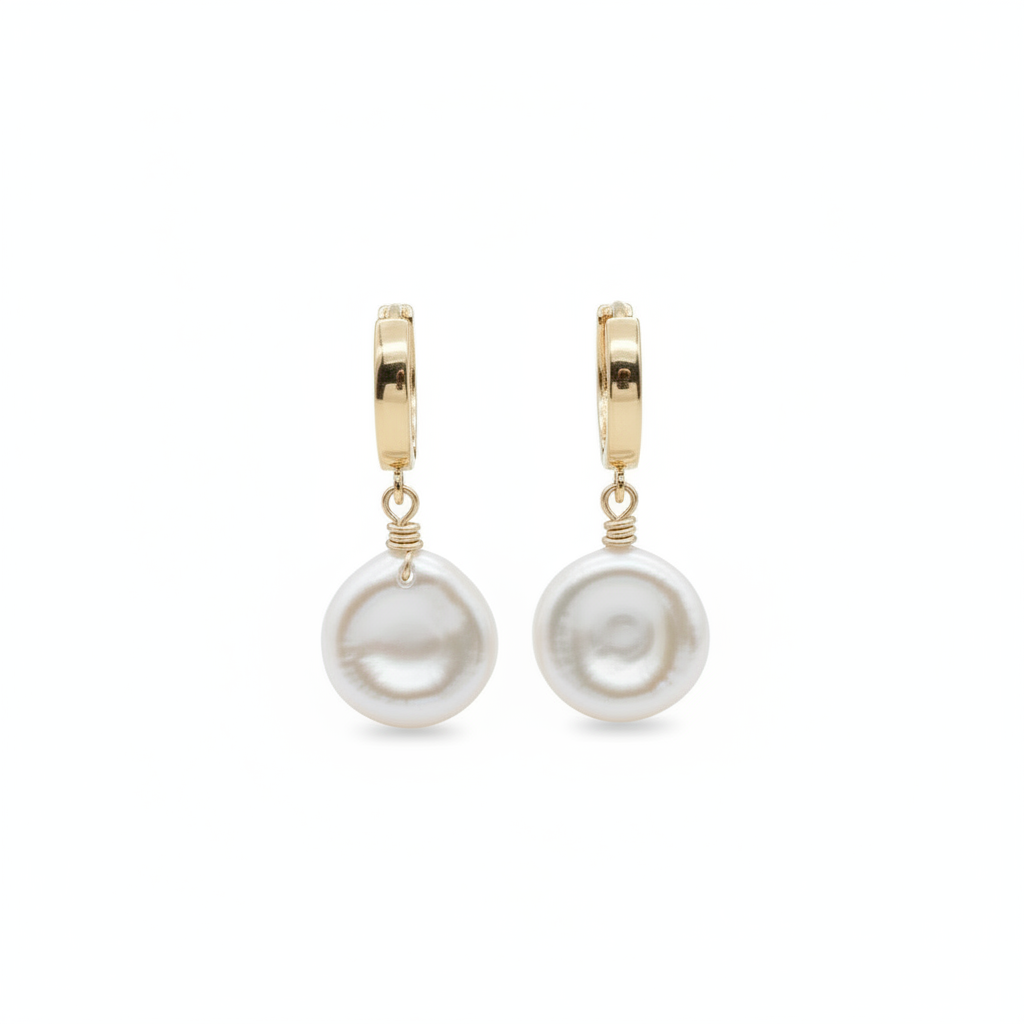 Natural Keshi Pearl Hoop Earrings 14K Gold Filled 18K Gold Plated – Ms Friesch

