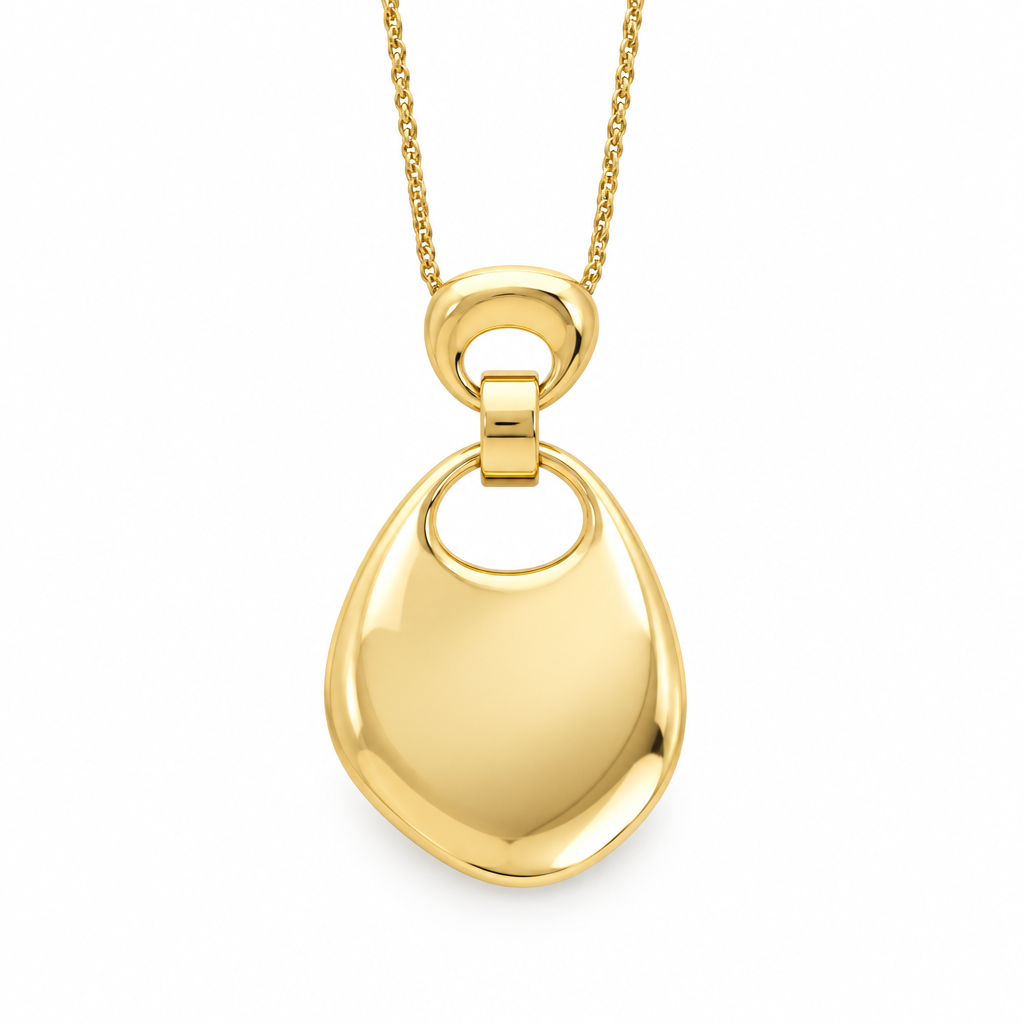 Asymmetric polished pendant necklace in 18k PVD Gold stainless steel