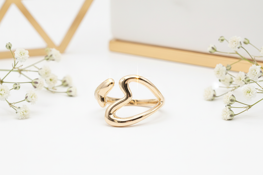 Open heart gold ring - romantic 18k gold plated statement jewelry