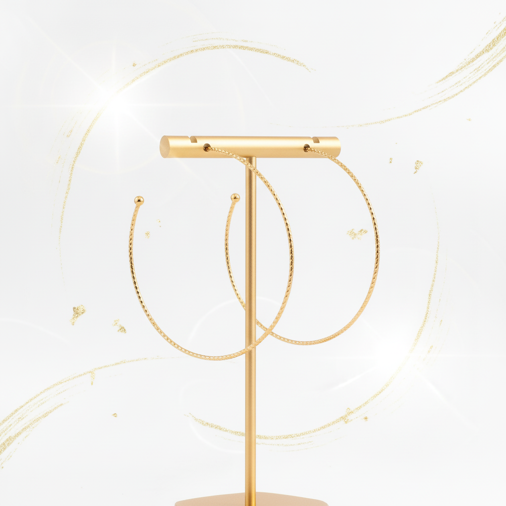 Oversize 48mm Hoops - White and Gold Setting