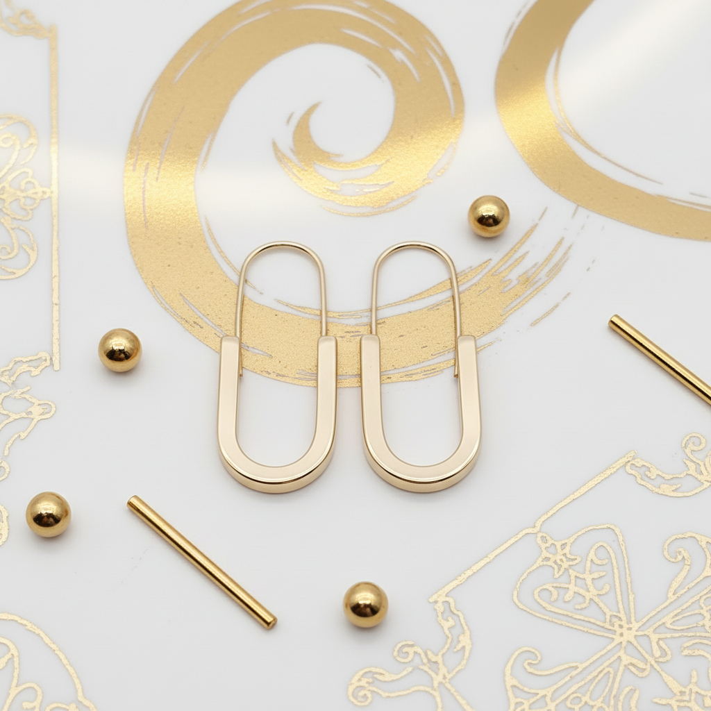 18k gold plated padlock hoop earrings in luxurious white and gold setting