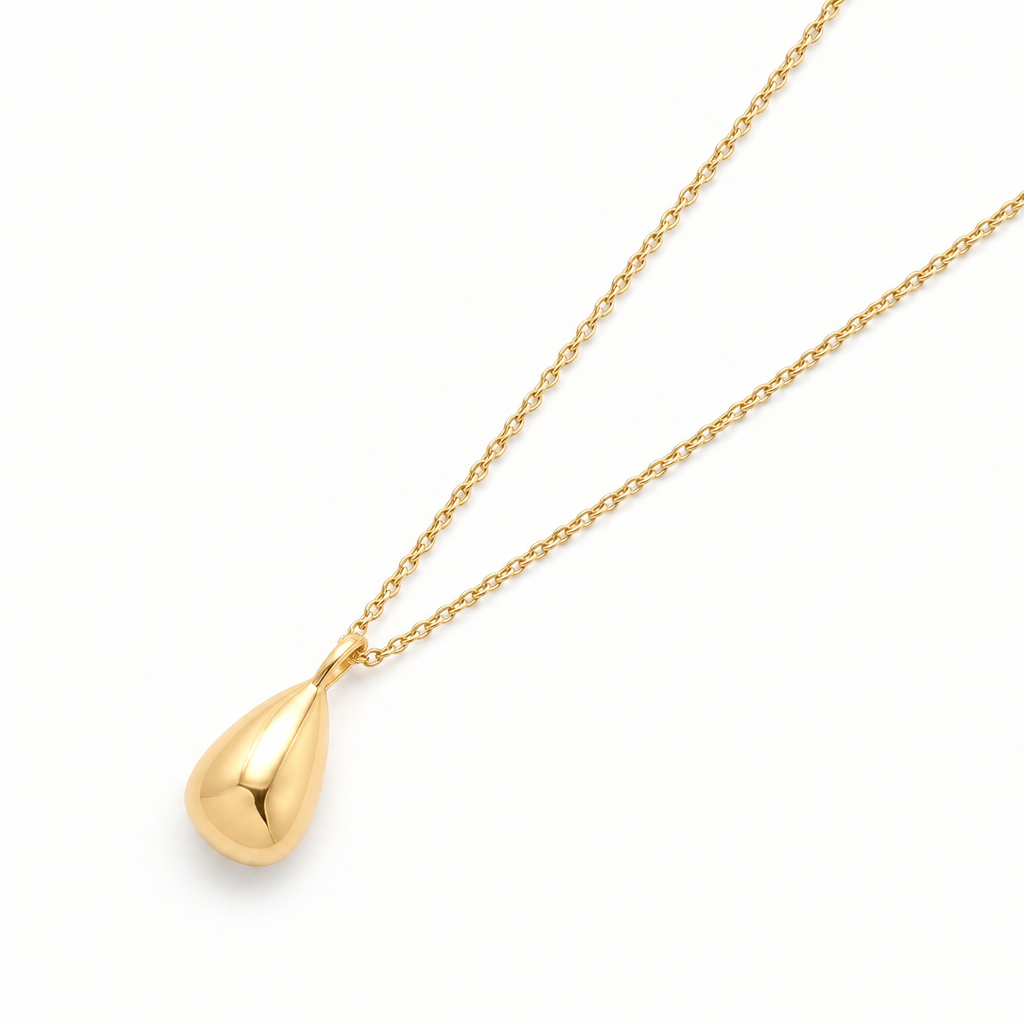 Gold Plated drop pendant necklace with 14k Gold Filled Rollo chain
