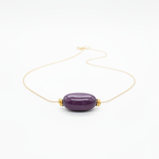 Purple Tagua Nugget Necklace - Warm Gold Reduced Lighting