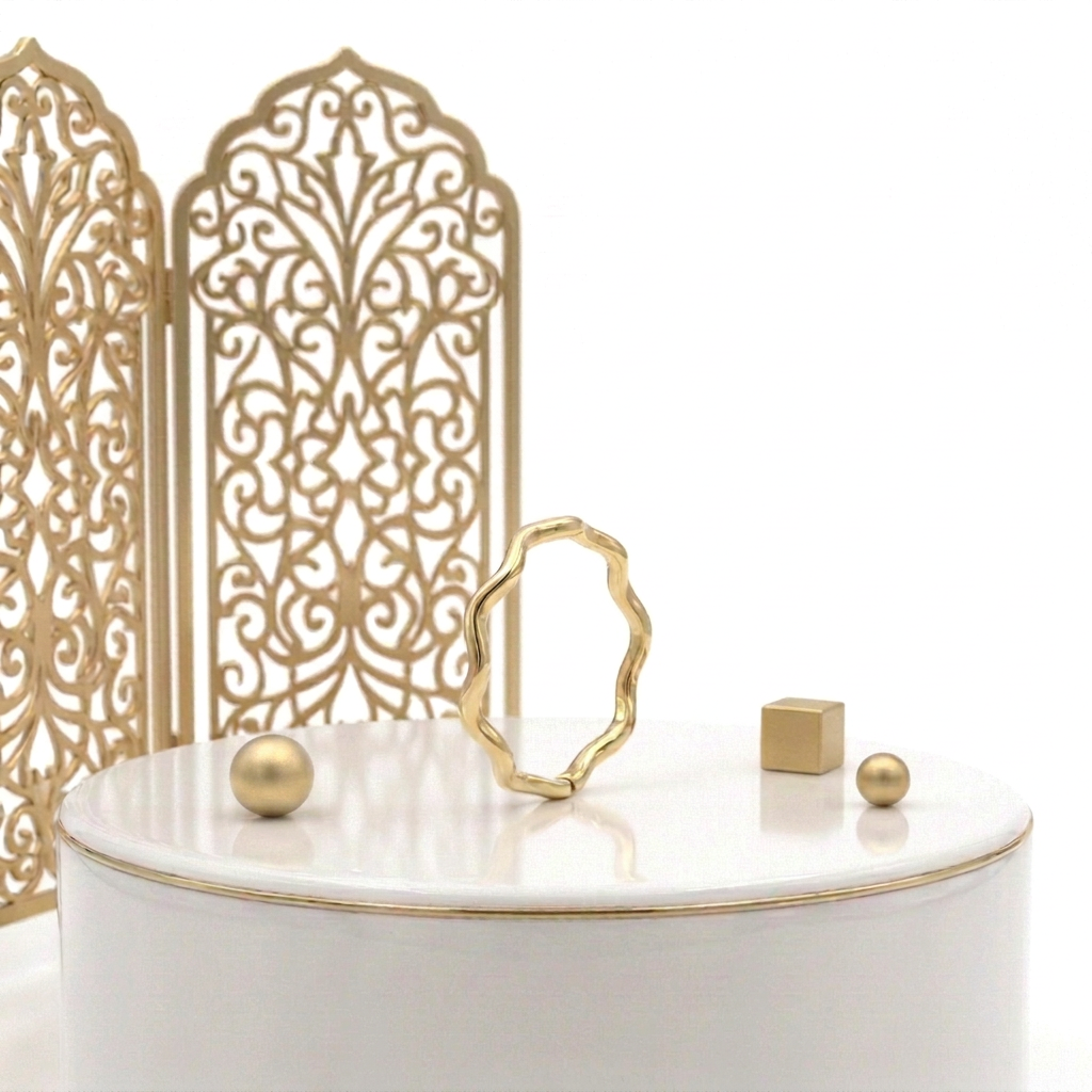Adjustable wave band ring in 18k Gold Plated brass