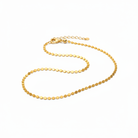Gold Bead Chain Necklace 18k Gold Plated for Women

