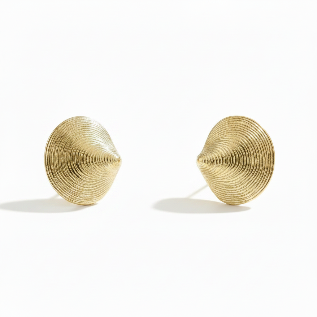 Chunky Shell Gold Plated Stud Earrings 25mm Statement for Women

