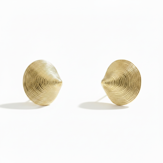 Shell Gold Plated Stud Earrings 18k Sculptural 25mm Statement for Women


