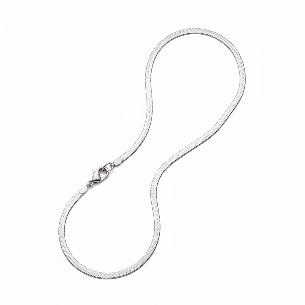 Shiny Silver Snake Necklace with Clasp and Extensor