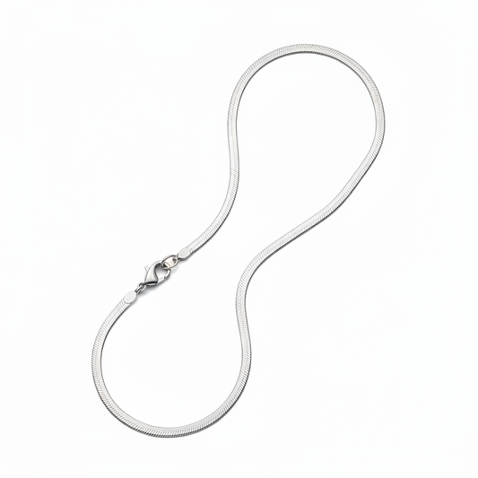 Shiny Silver Snake Necklace with Clasp and Extensor