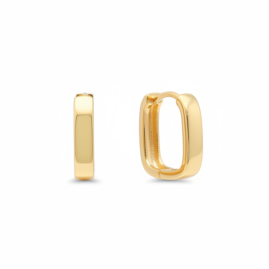 Square huggie hoop earrings 18K gold plated minimalist geometric jewelry women

