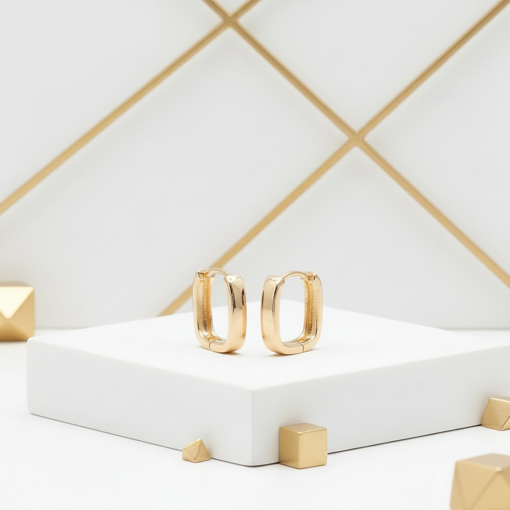 Square geometric huggie hoop earrings gold plated small hoops women jewelry gift
