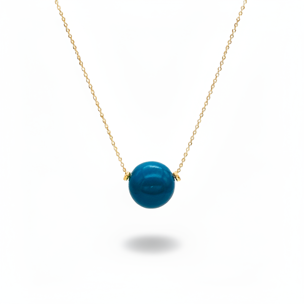 Turquoise Tagua Bead Choker Necklace 18k Gold Plated for Women

