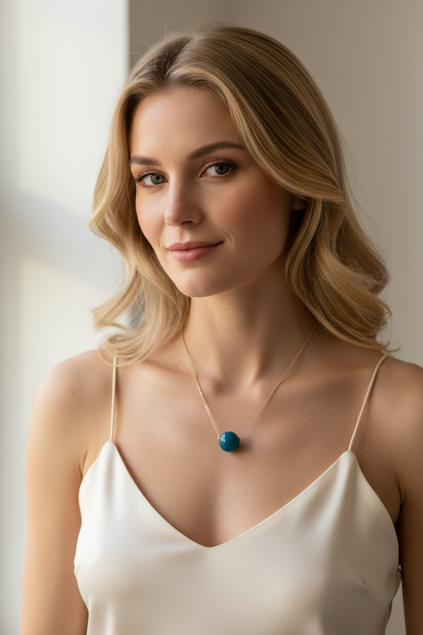 Turquoise Tagua Bead Choker Necklace Gold Plated Sustainable Jewelry for Women
