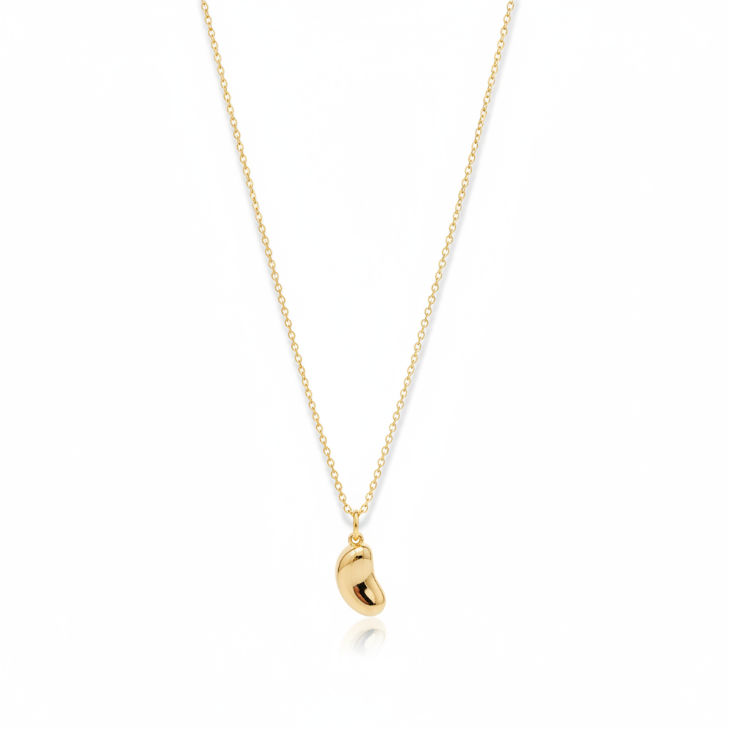 18k gold plated tiny bead charm necklace 11mm pendant on white background