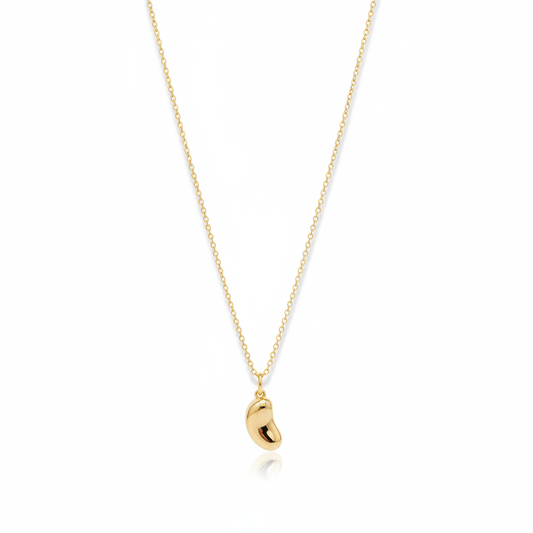 18k gold plated tiny bead charm necklace 11mm pendant on white background