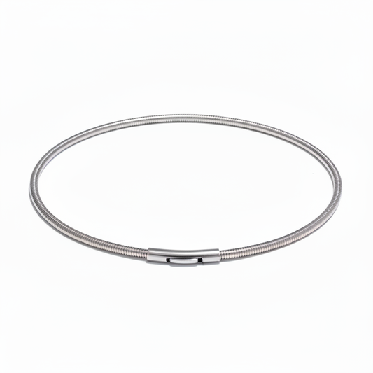 Tubogas flexible choker necklace platinum PVD stainless steel 41.5cm minimalist jewelry Ms Friesch

