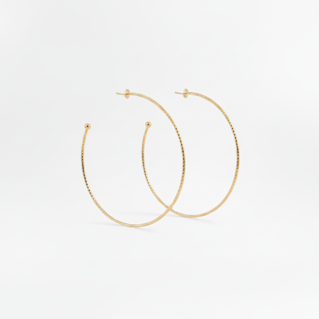 Oversized Gold Hoop Earrings 18k Gold Plated Textured Statement Hoops for Women

