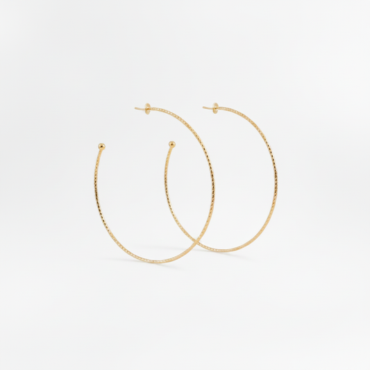 Oversized Gold Hoop Earrings 18k Gold Plated Textured Statement Hoops for Women

