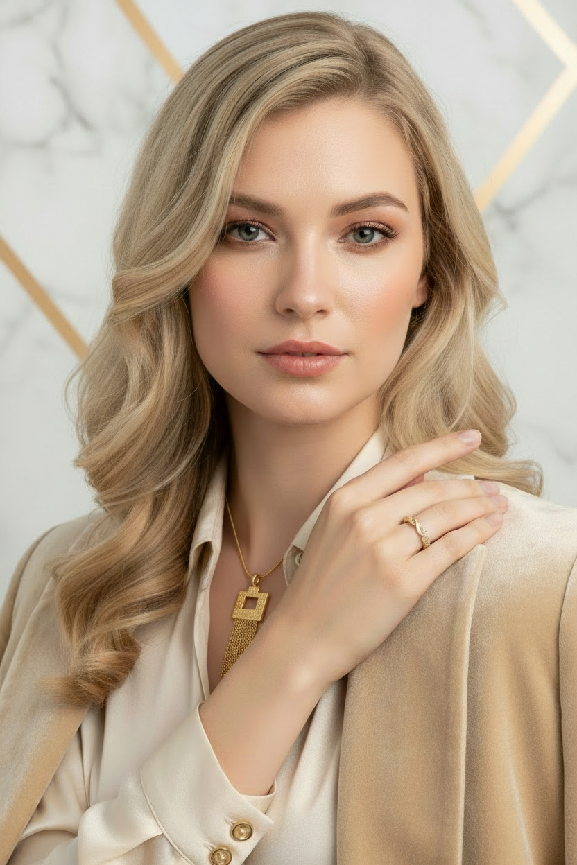 Woman wearing Twisted CZ Band Ring 18k Gold Plated – Adjustable Open Gold Ring by Ms Friesch
