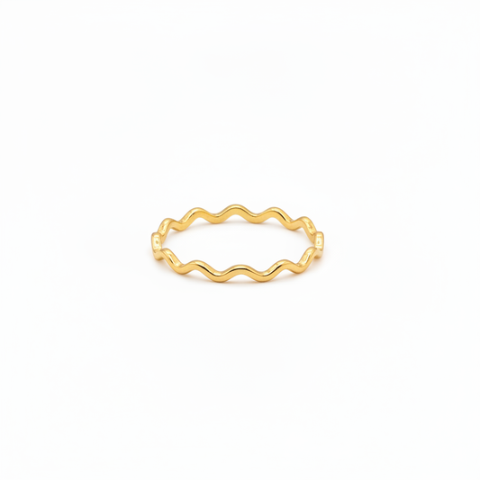 Wave open band ring 18k gold plated adjustable minimalist – Ms Friesch
