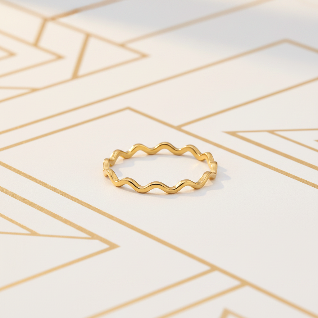 18k gold plated wave band ring adjustable open gold jewelry for women
