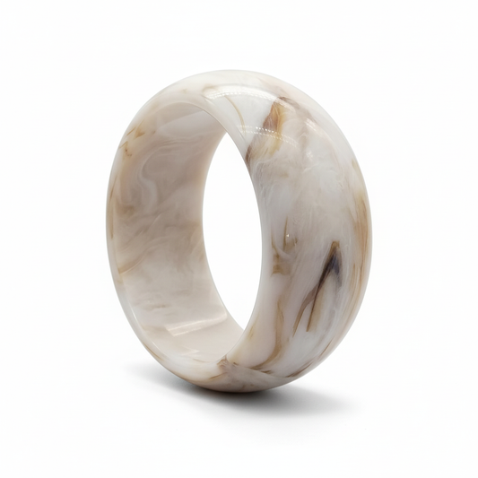 White Marble Chunky Resin Bangle 65mm - Wide Bold Statement Bracelet | Ms Friesch