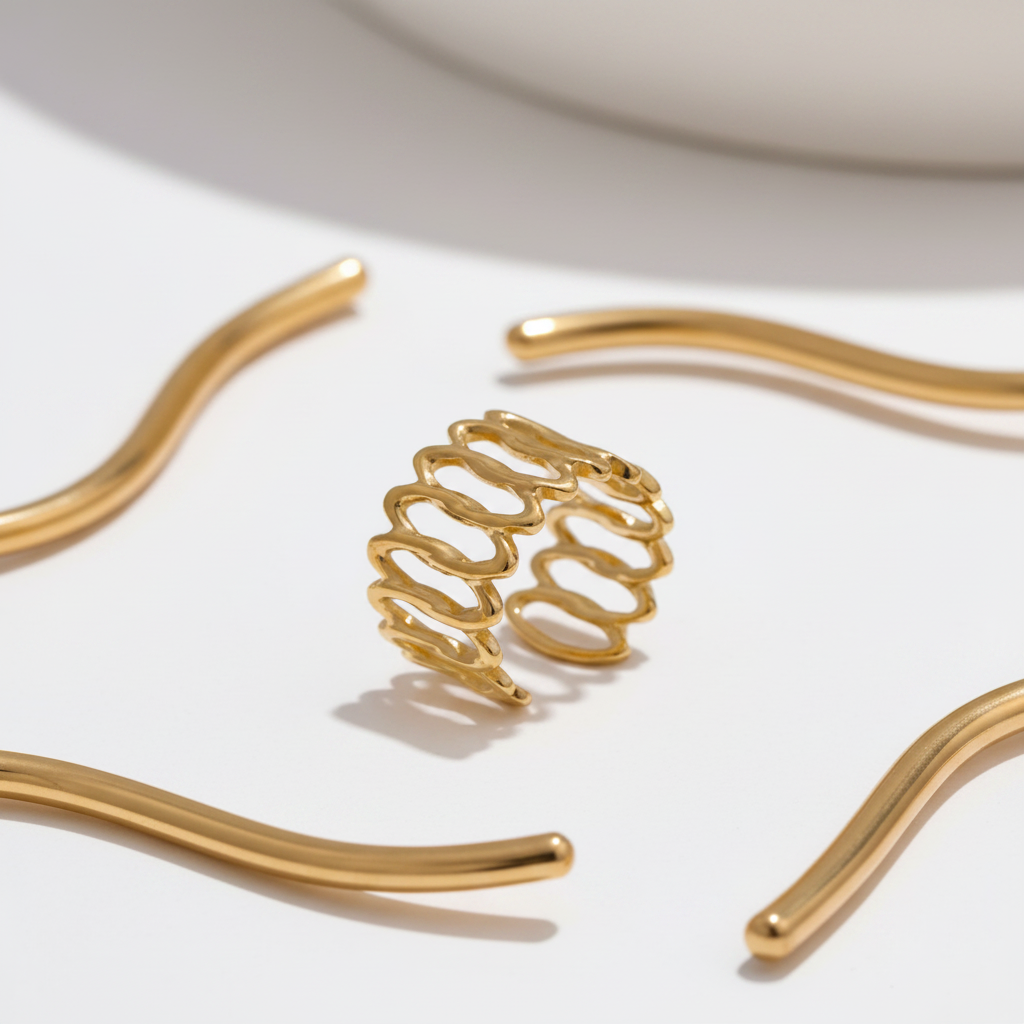 Wide oval chunky gold ring – waterproof tarnish-resistant stainless steel – Ms Friesch
